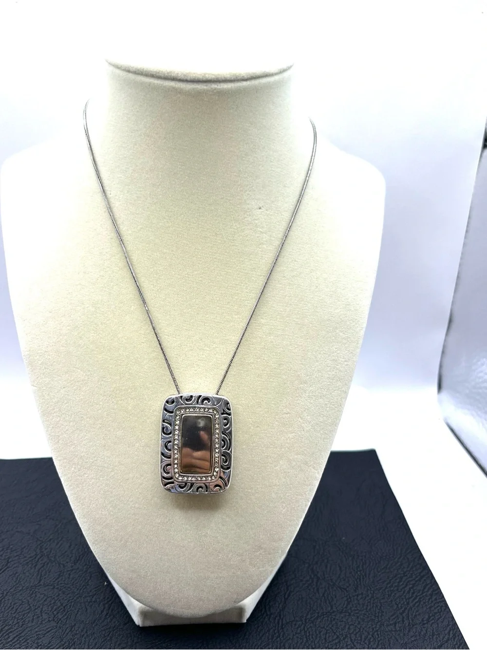 Brighton Rhythms Reversible Necklace Rectangle Pendant Black a
